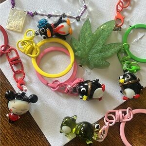 Crystal keychain pucca, frog , penguin